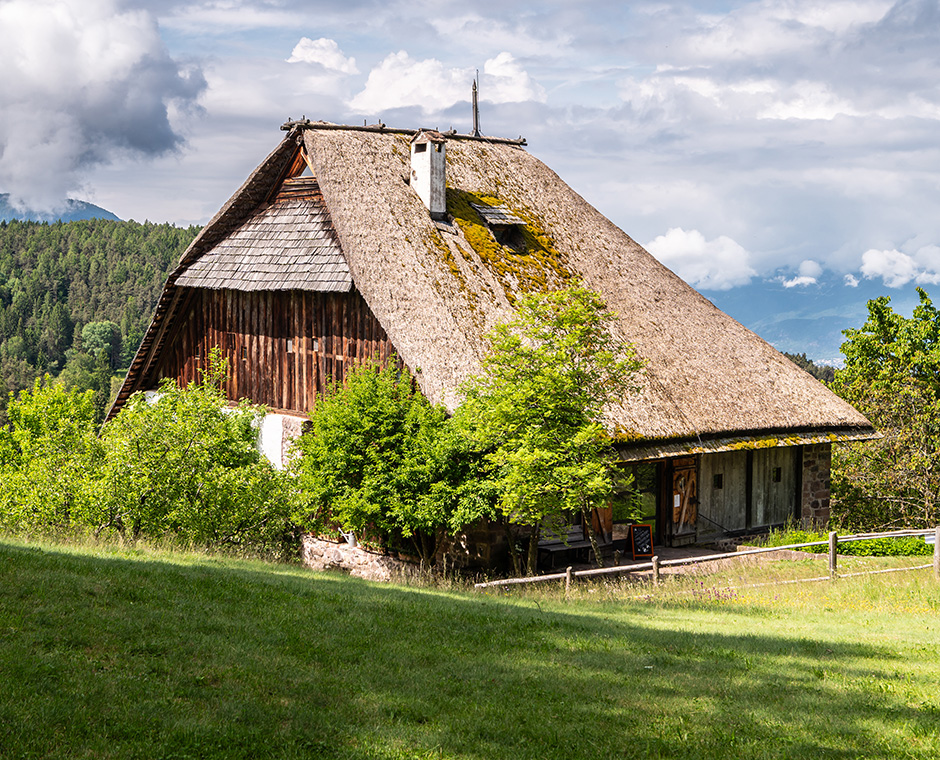 L'antico Maso Plattner (tipico maso tirolese), sede del Museo delle Api, Costalovara, comune di Renon, Alto Adige.