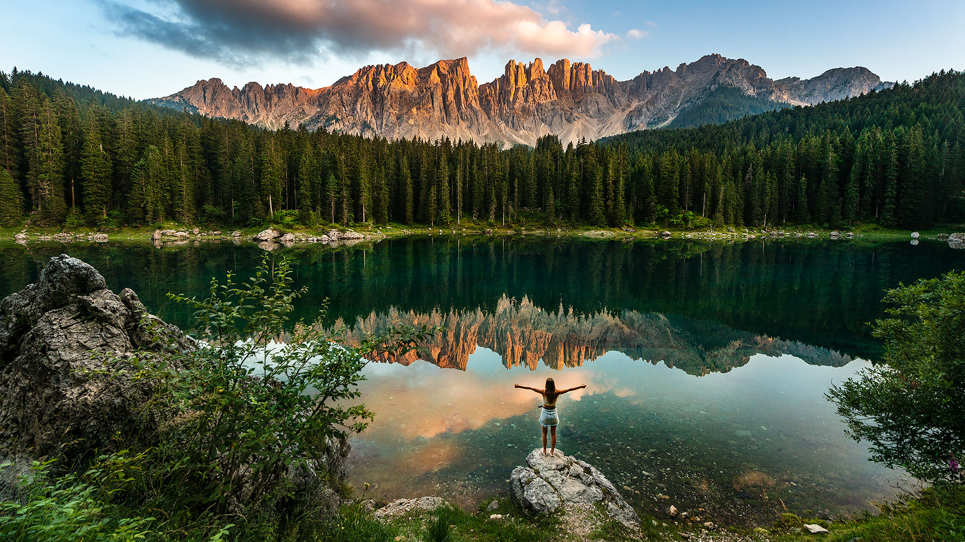 lago carezza panorama tramonto