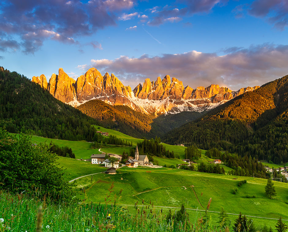 Tramonto sulla val di funes